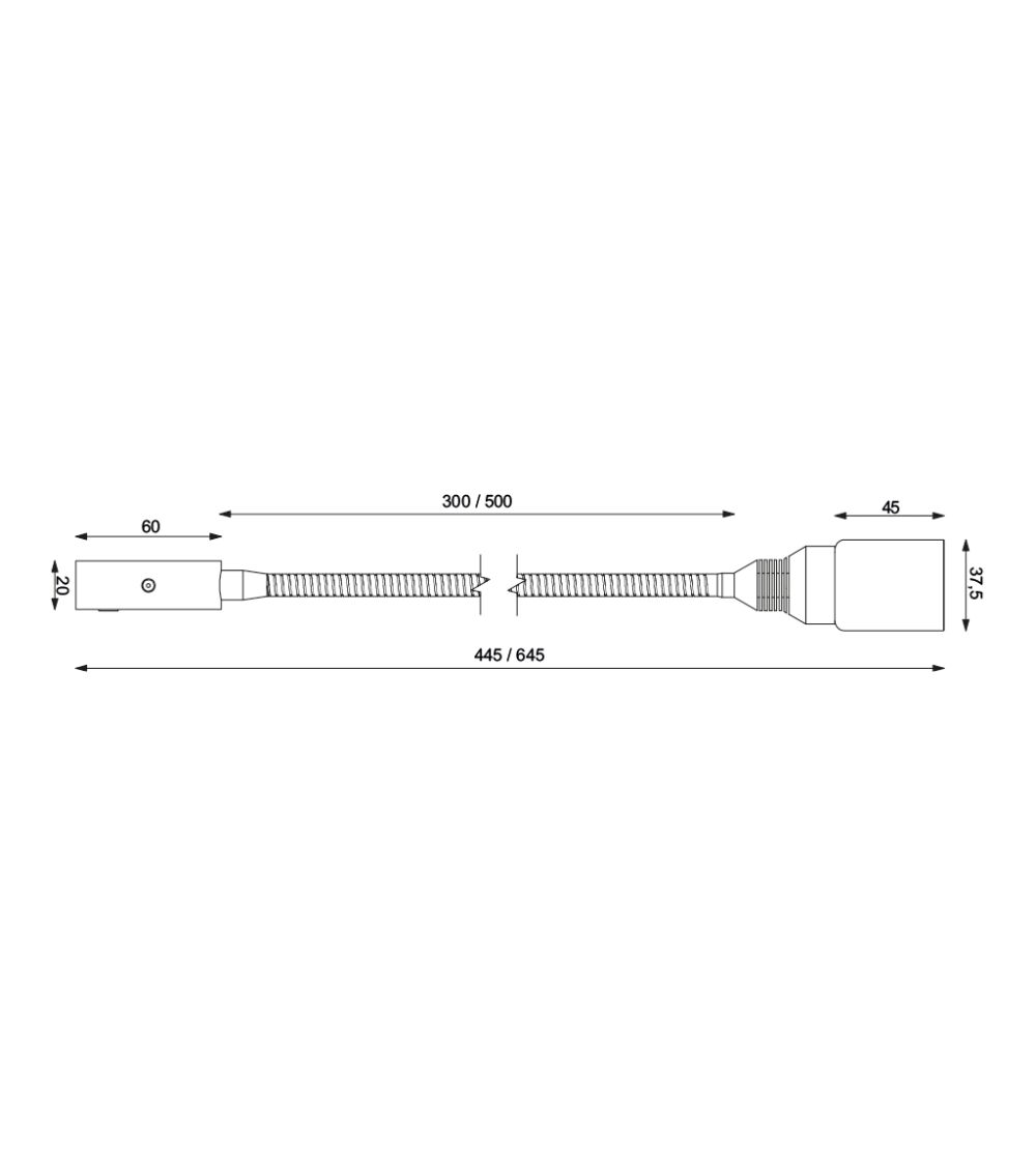LED-Flexleuchte 04-1, D2W, 300mm, gold-glanz, warmweiß, Glas weiß, 10-30V DC, max. 3 W, mit Dimmer