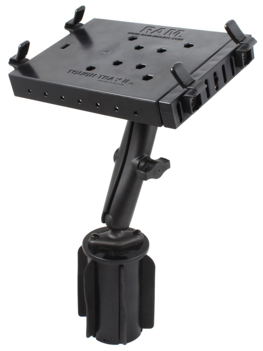 RAM Mounts RAM-A-CAN II Universal Verbundstoff Laptop-/Drucker-Halterung - für Fahrzeug-Getränkehalter, Basis mit Gummilippen, langer Verbindungsarm,
