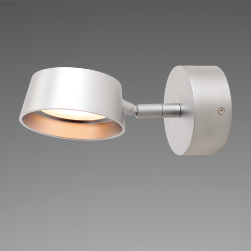 LED-Wandleuchte LANA, chrom-matt, 10-30V DC, max.6,5 W, mit Dimmer und Nachtlicht rot