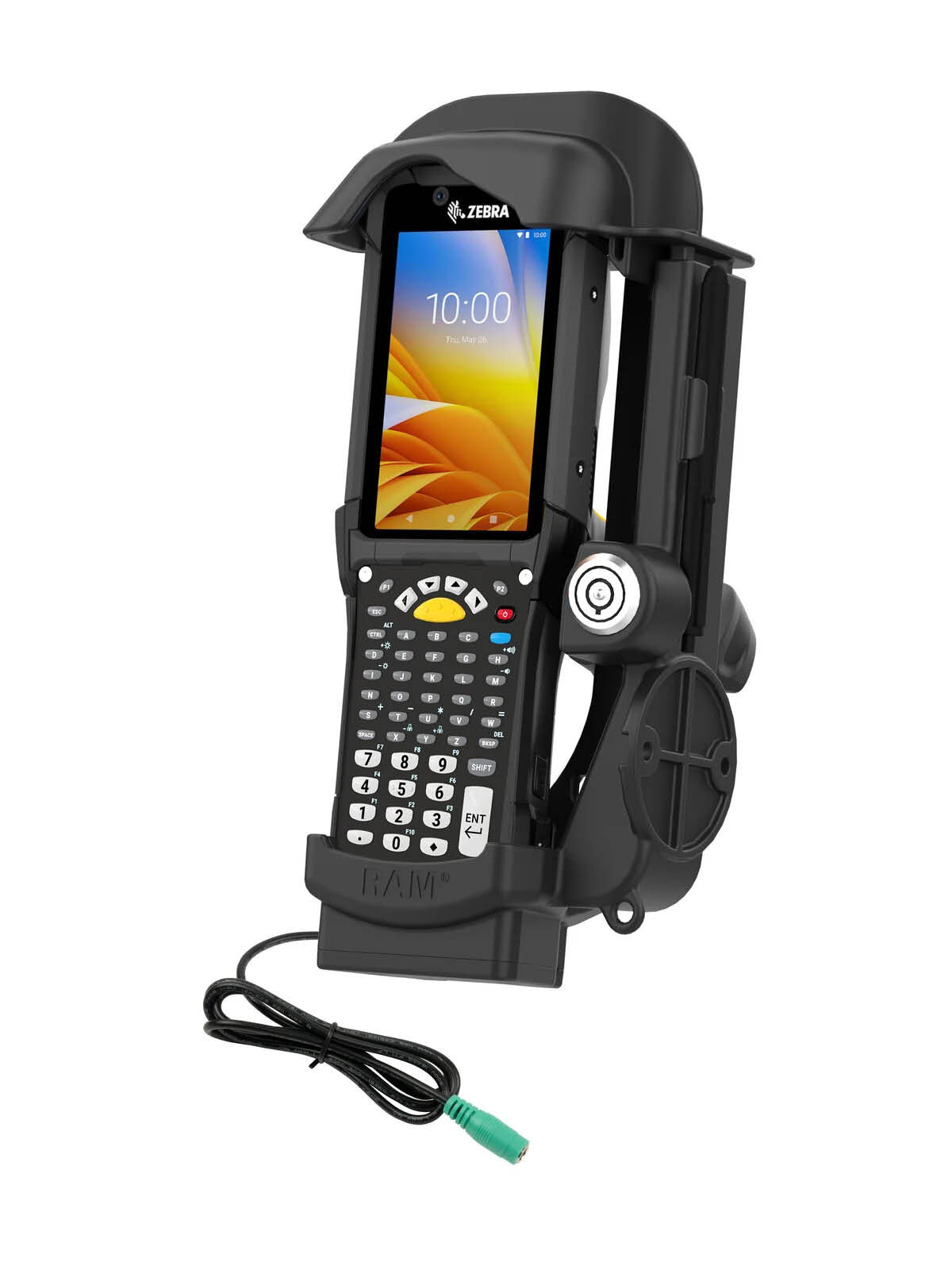 RAM Mounts Form-Fit Halteschale (Schlüsselverriegelung) für Zebra MC9300 & MC9400 - mit & ohne Rugged Boot - 5.5mm DC-Anschluss