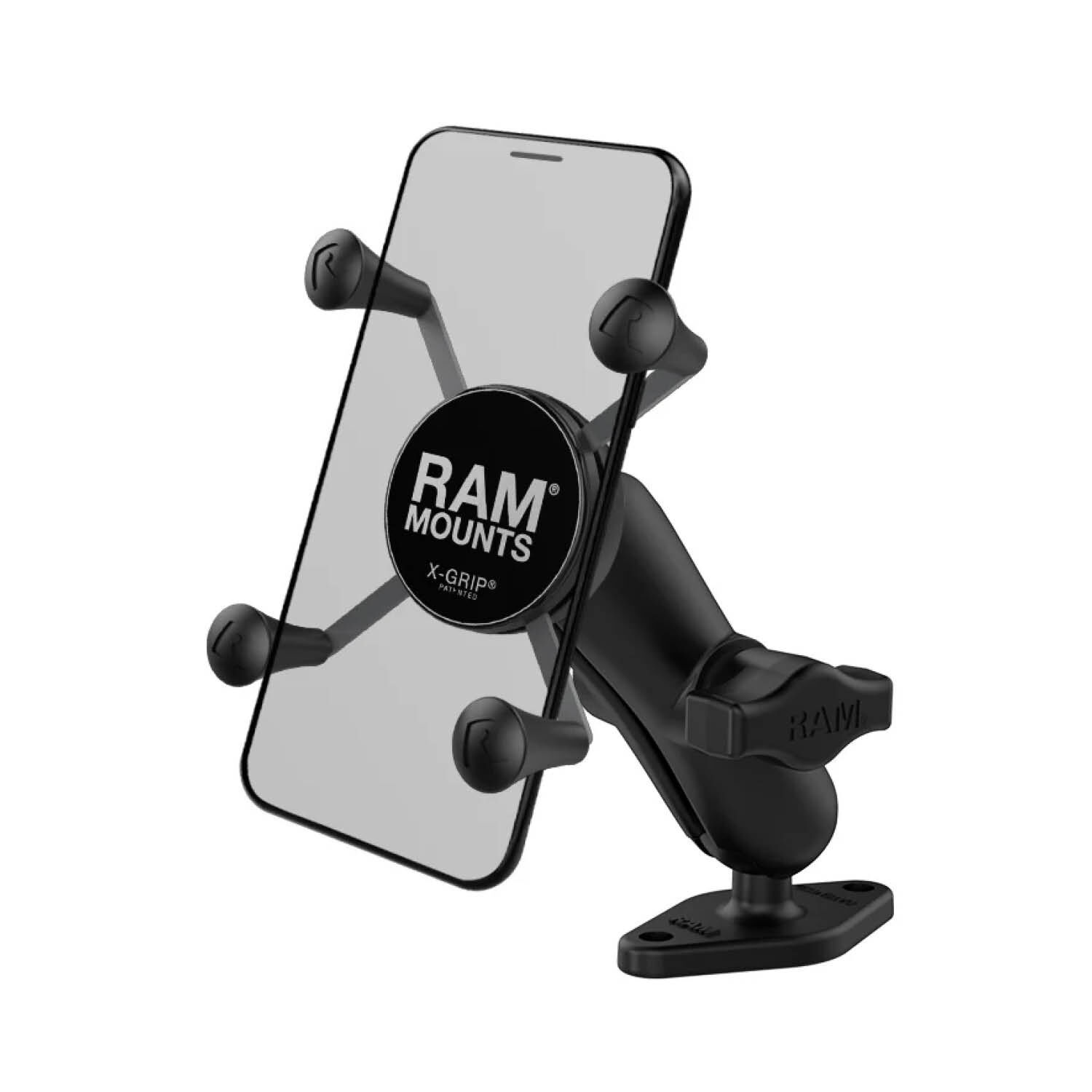 RAM Mounts X-Grip Aufbauhalterung für Smartphones - Bis 82,55 mm Breite - Mittlerer Verbindungsarm - Diamond-Basisplatte (Trapez) - B-Kugel (1 Zoll) - Schrauben-Set