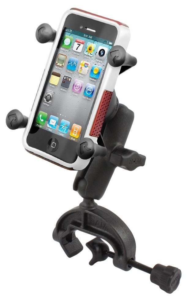 RAM Mounts X-Grip Luftfahrt-Halterung für Smartphones (Verbundstoff) - Bis 82,55 mm Breite - Mittlerer Verbindungsarm - Steuerhornklammer (Klemmbereich 15,87 mm - 31,75) - B-Kugel (1 Zoll) - Schrauben-Set