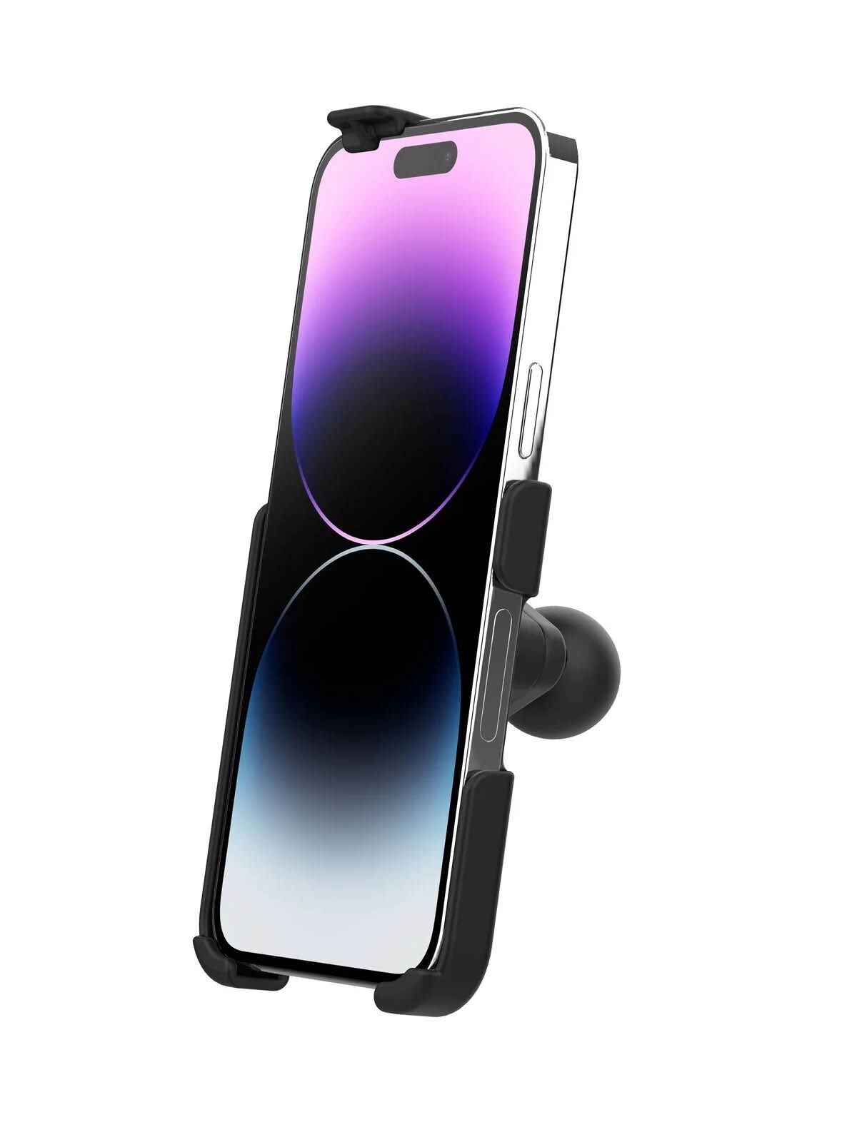 RAM Mounts EZ-Roll'r Form-Fit Halteschale für Apple iPhone 14 Plus/Pro Max, 15 Plus & 16 Plus - Ohne Schutzhülle - Inkl. Diamond (Trapez) Basiskugel (B-Kugel)