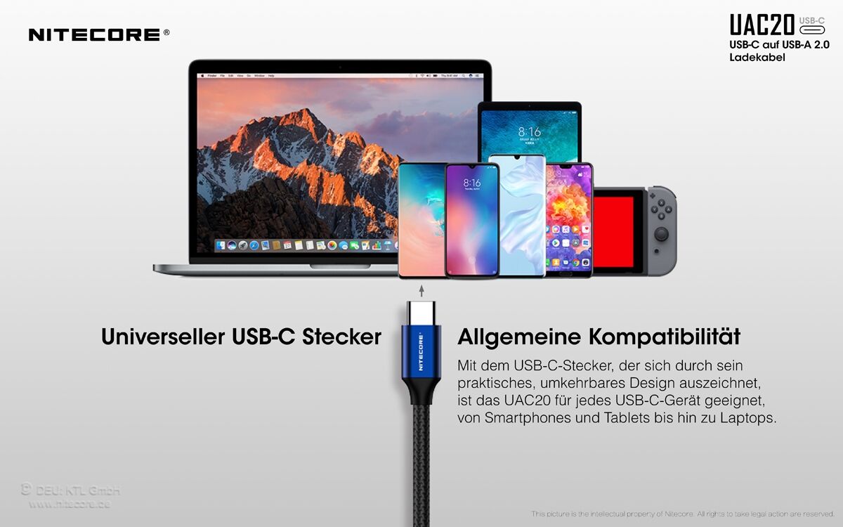Nitecore UAC20 - USB-C Ladekabel