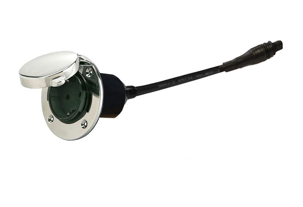 Ratio Schuko Außensteckdose Edelstahl für Quick Connect System Ratio Schuko Außensteckdose Edelstahl für Quick Connect System