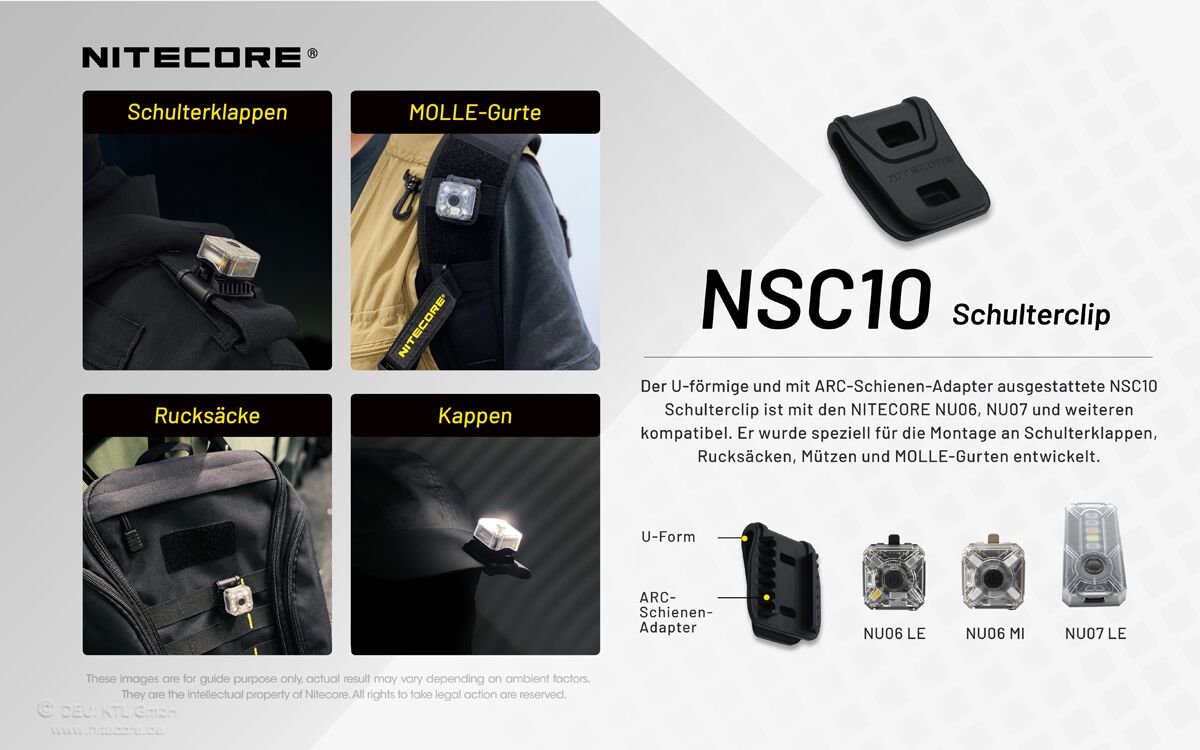 Nitecore NSC10 - Schulterclip für NU06 und NU07