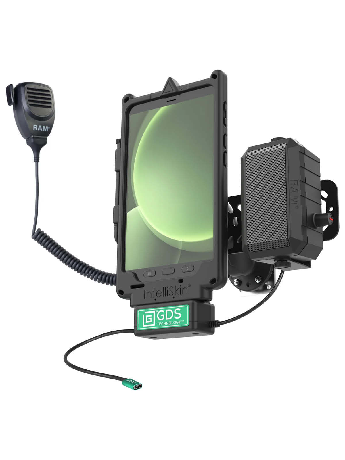 RAM Mounts GDS Uni-Conn PTT Fahrzeug-Kit für Samsung Tab Active5 - USB-C-Anschluss - C-Kugel (1,5 Zoll)