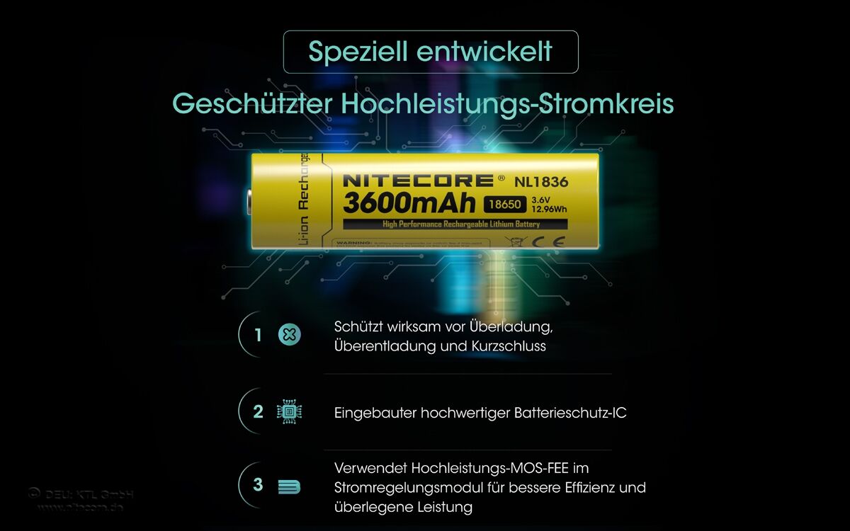 Nitecore Li-Ion Akku Typ 18650 - 3600mAh - NL1836