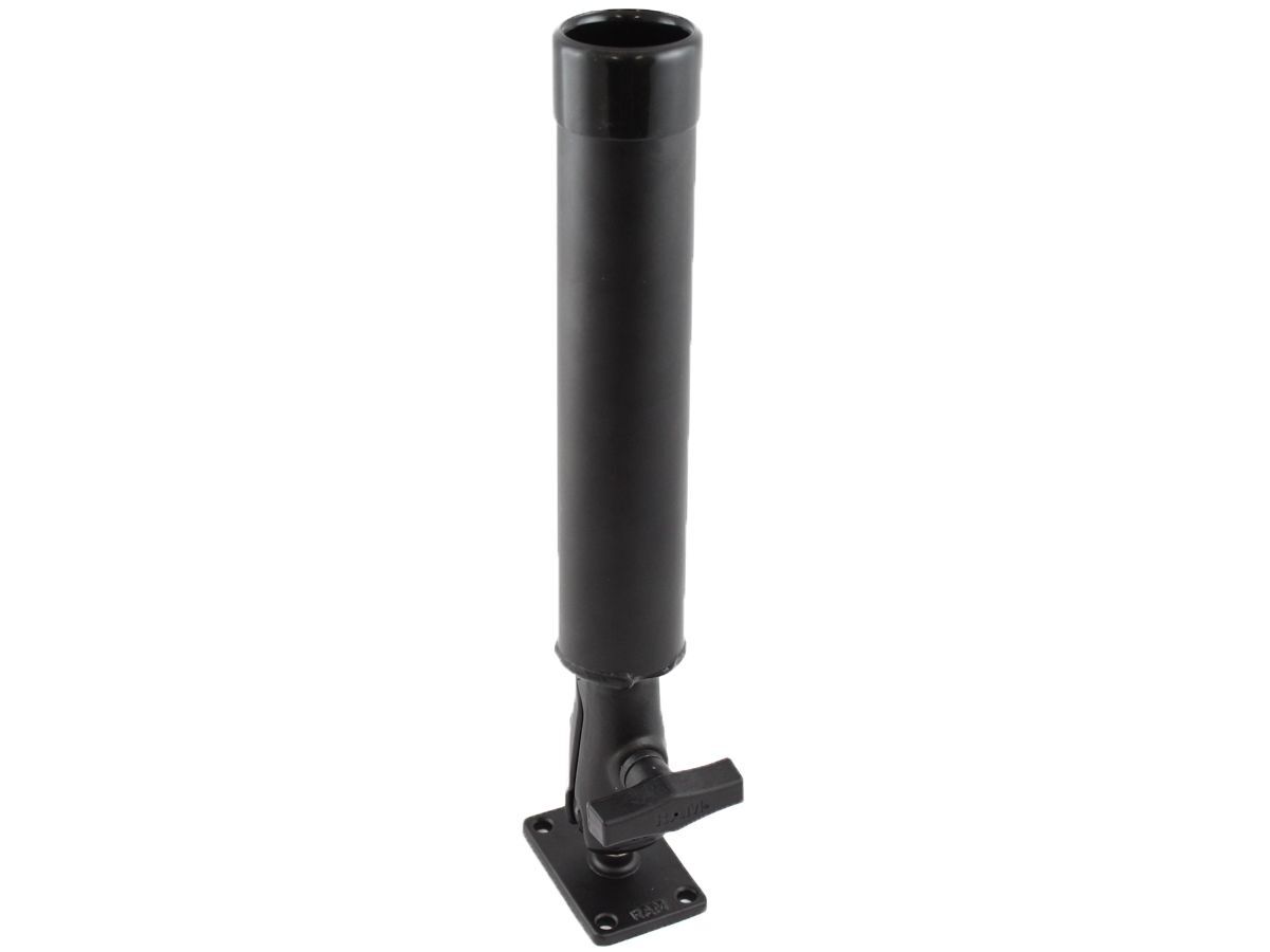 RAM Mounts Flöten-Halterung für Angelruten - rechteckige Basisplatte (2x3 Zoll), Verbindungsarm, C-Kugel (1,5 Zoll), im Polybeutel