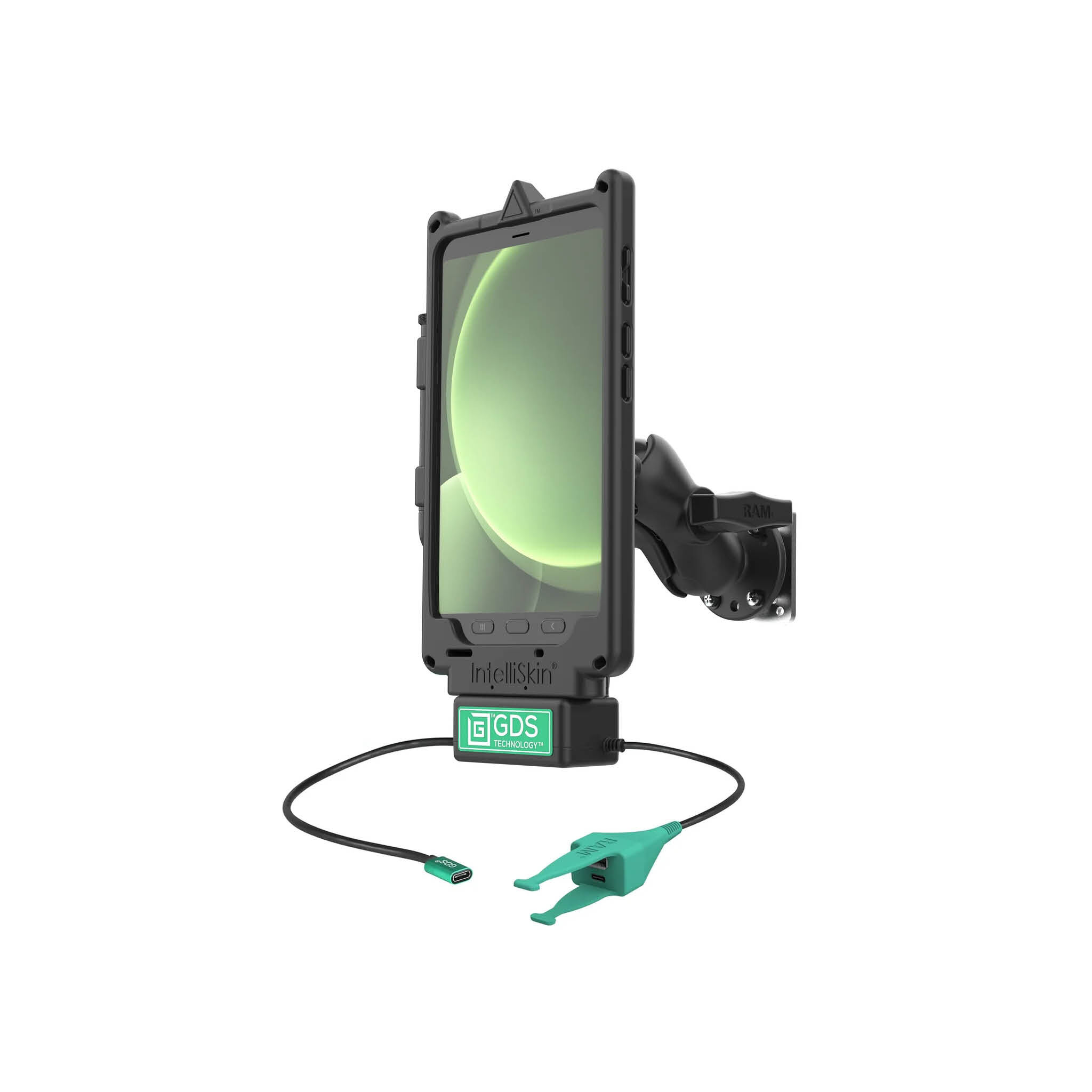 RAM Mounts GDS Uni-Conn Fahrzeug-Kit für Samsung Tab Active5 - USB-C- & USB-C/USB-A Anschluss - C-Kugel (1,5 Zoll)