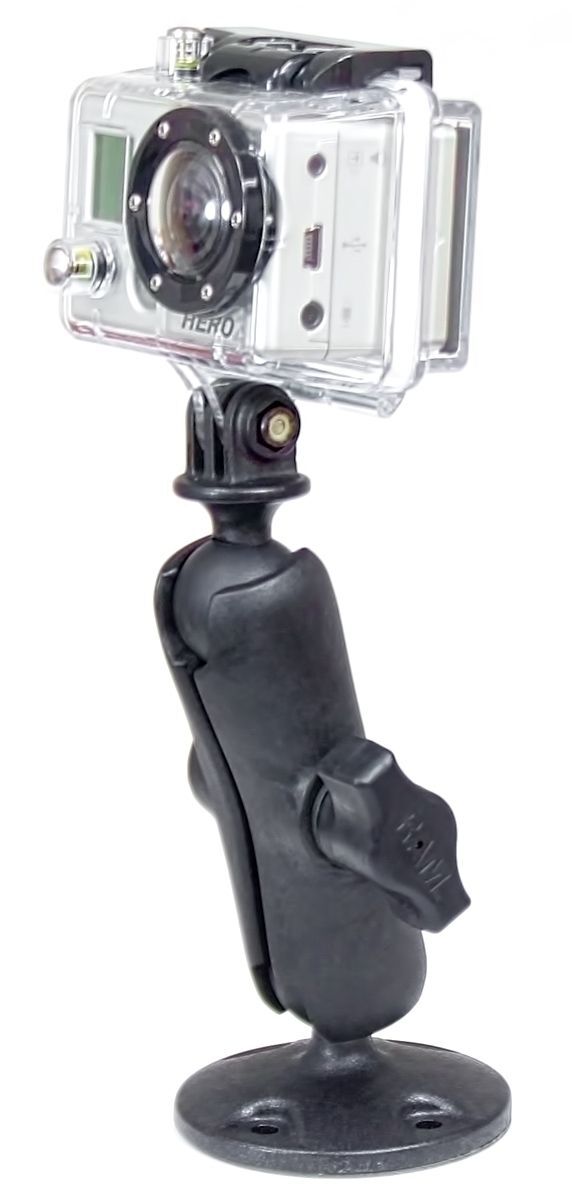 RAM Mounts Verbundstoff-Aufbauhalterung für GoPro Action Kameras - mit runder Basisplatte, B-Kugel (1 Zoll)