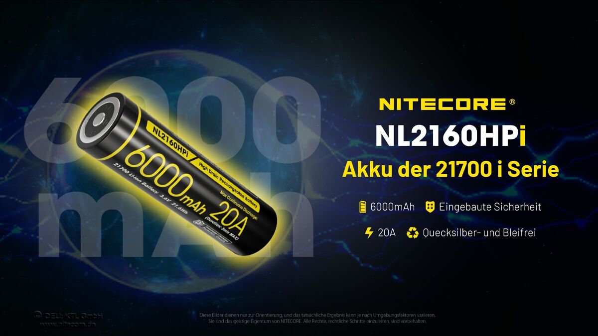 Nitecore LI-Ion Akku 21700, 6000mAH, NL2160HPI
