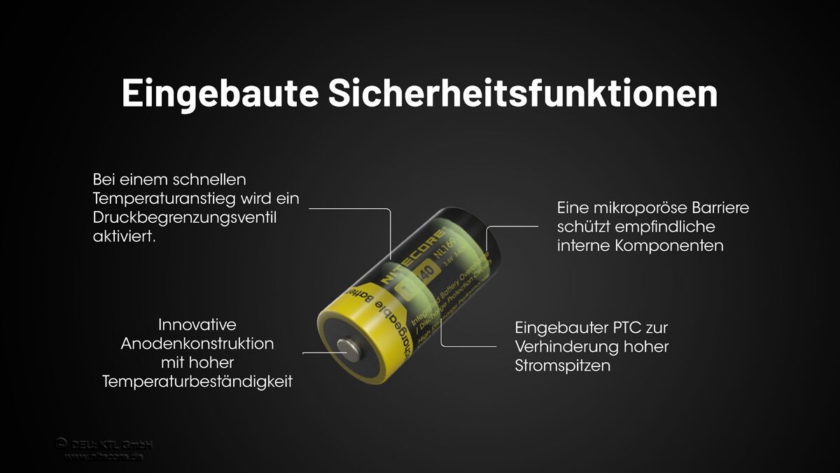 Nitecore Li-Ion Akku 16340, 950mAh - NL169