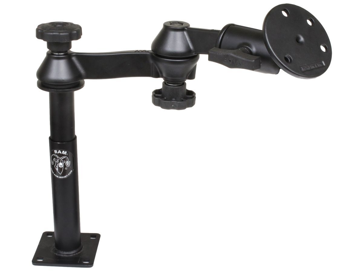 RAM Mounts Doppel-Schwenkarm mit Tele-Pole (ca. 100 mm) und Basis (ca. 175 mm) - Octagon-Verbindungsarm, runde Basisplatte (großer Durchmesser), C-Kug