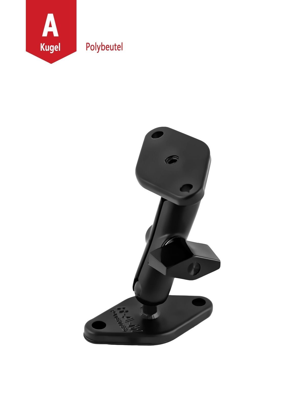 RAM Mounts Aufbau-Set - A-Kugel (0,56 Zoll) - 2x Trapez Basisplatten (2-Loch AMPS) - Mittlerer Verbindungsarm (ca. 53,59 mm)