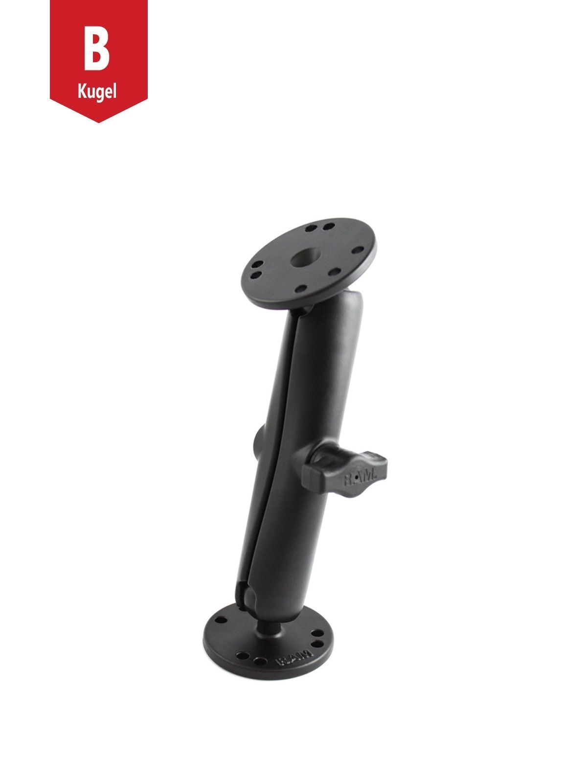 RAM Mounts Aufbau-Set - B-Kugel (1 Zoll) - 2x Runde Basisplatten (AMPS) - Langer Verbindungsarm (ca. 152,4 mm)