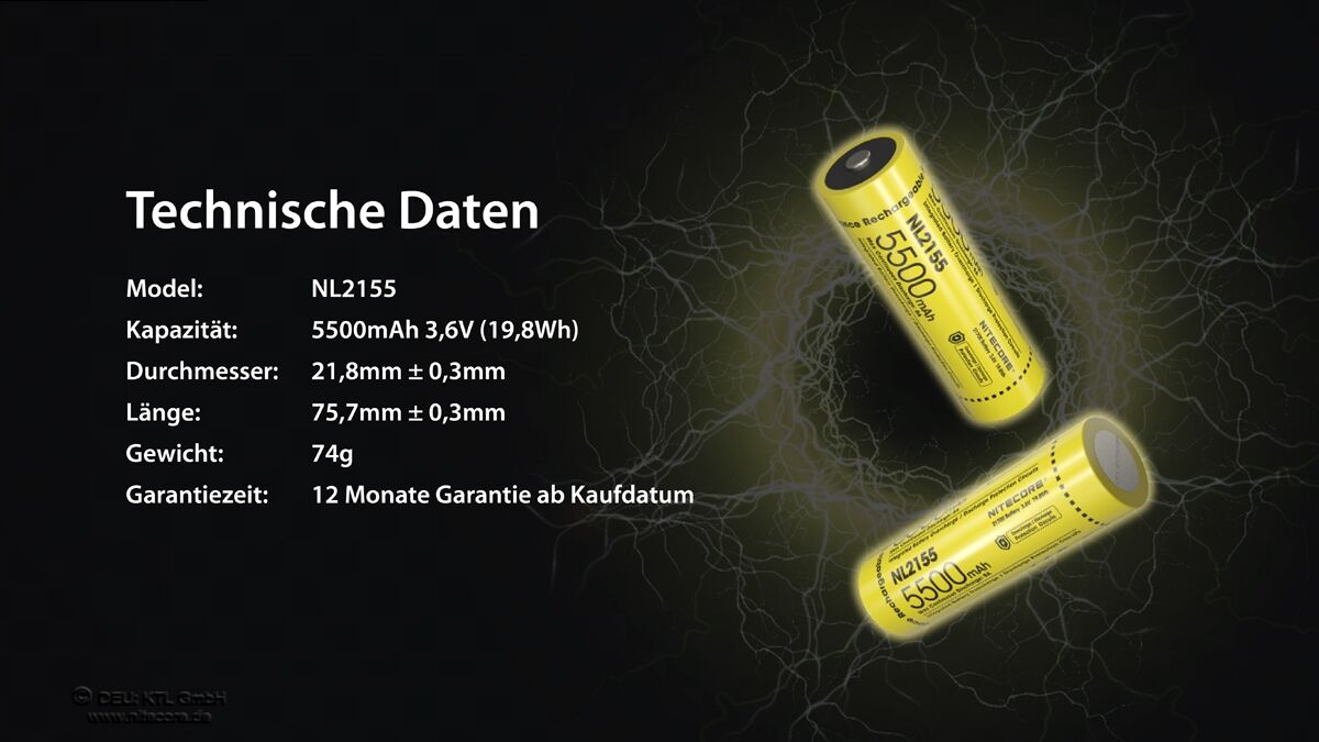 Nitecore Li-Ion Akku Typ 21700 - 5500mAh - NL2155