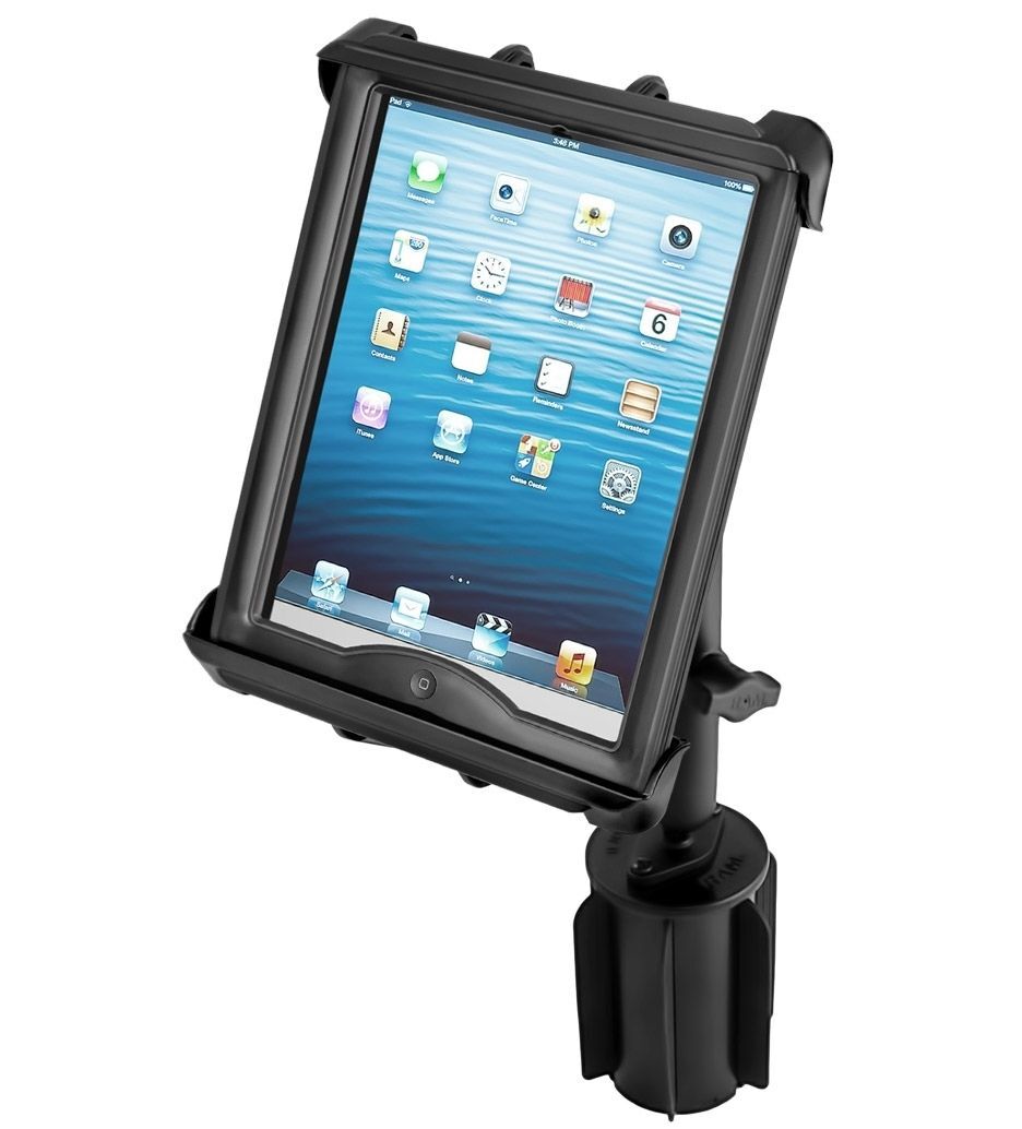RAM Mounts RAM-A-CAN II Universal Verbundstoff-Halterung für Tablets (10 Zoll) - für Fahrzeug-Getränkehalter, Basis mit Gummilippen, langer Verbindung