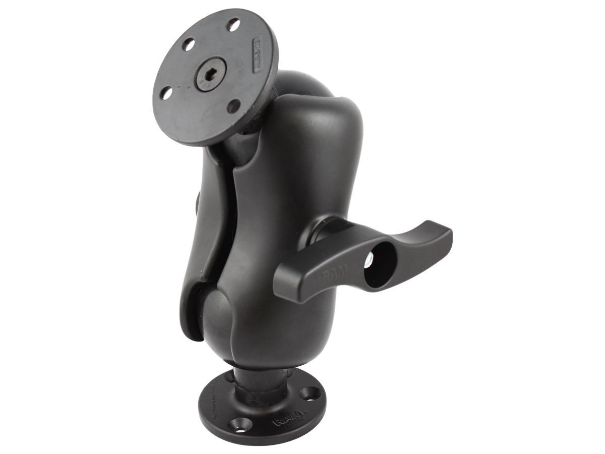 RAM Mounts Aufbau-Set - 2x runde Basisplatte (93,5 mm Durchmesser, Stahl verstärkt), kurzer Verbindungsarm (ca. 185 mm), E-Kugel (3,38 Zoll), im Polyb