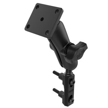 RAM Mounts Motorrad-Set für Lenker, Bremse & Kupplung - B-Kugel (1 Zoll) - 1x Rechteckige Basisplatte (AMPS) - Mittlerer Verbindungsarm (ca. 94,74 mm) - 1x U-Bügel Basis (Klemmbereich 12,7 - 31,75 mm)