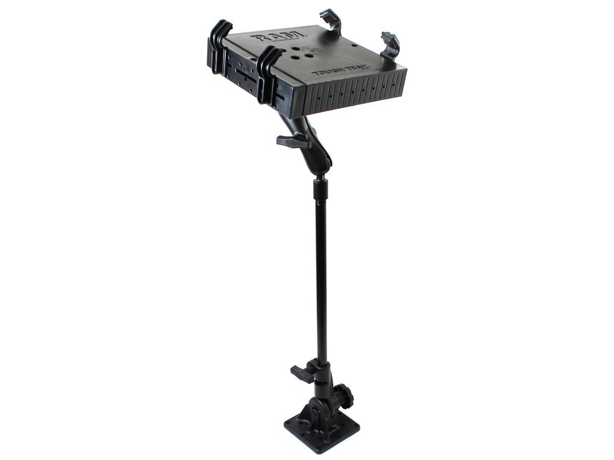 RAM Mounts Ratchet Fahrzeughalterung für Laptops(Drucker - Standfuss mit Ratchet-System, Stab ca. 450 mm, Laptop-Halteschale, C-Kugel (1,5 Zoll)