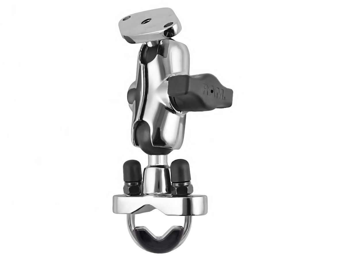RAM Mounts Chrom-Set - Klemmschelle, kurzer Verbindungsarm, Diamond-Basisplatte (Trapez), B-Kugel (1 Zoll)