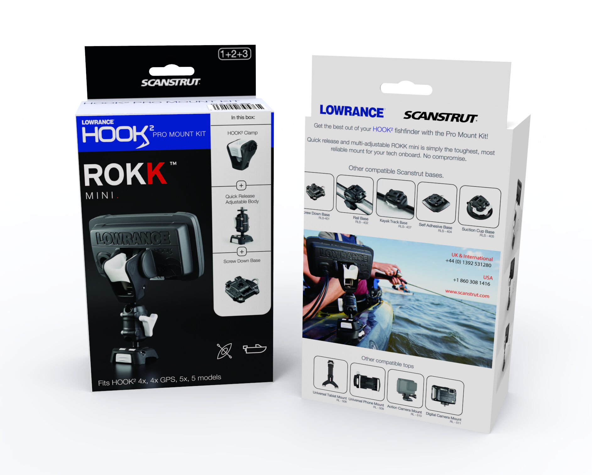 Scanstrut ROKK Mini Paket RLS-521-402 Lowrance Hook2 Relings-Rohrmontage