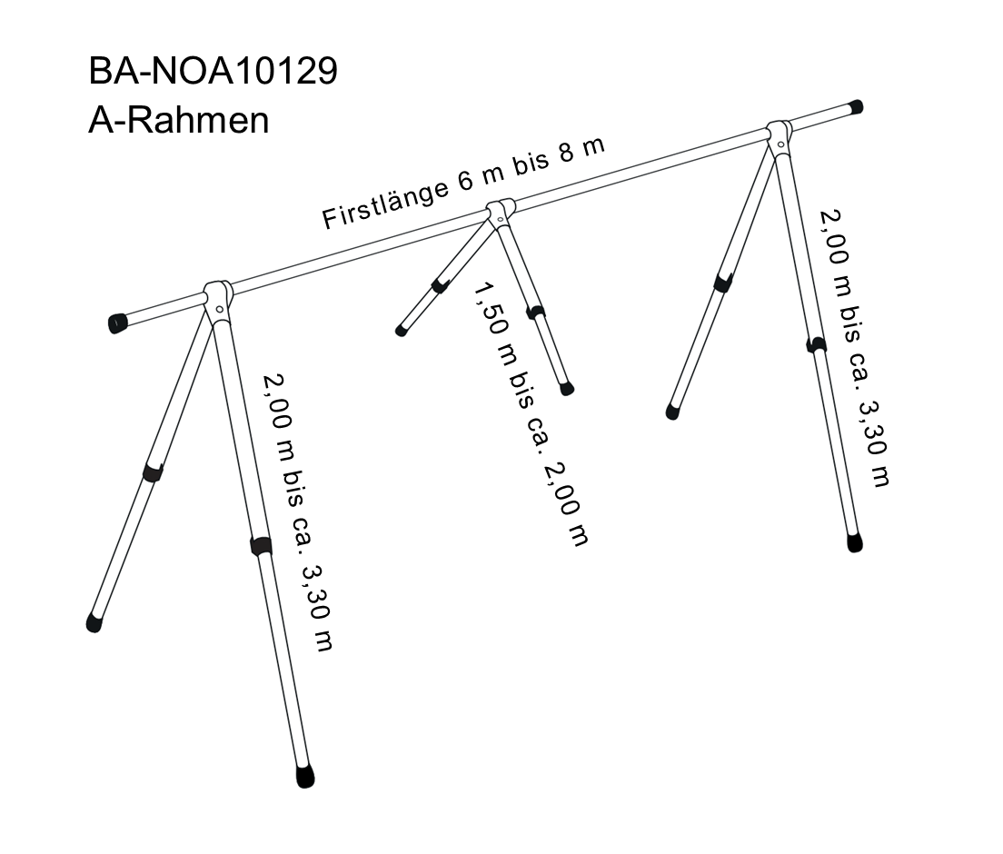 NOA A-Gestell für Planen Länge 6m aus Aluminium mit teleskopierbaren A-Beinen
