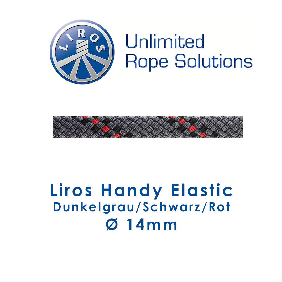 Liros Handy Elastic in Dunkelgrau/Schwarz/Rot (Preis/Meter) 14mm