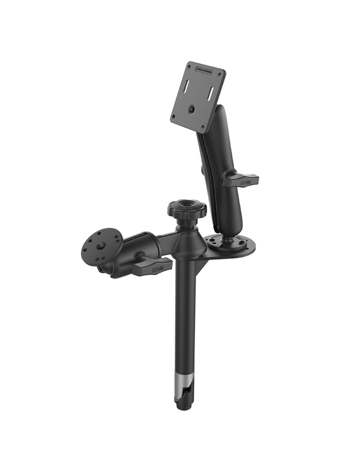 RAM Mounts Tele-Pole (8 Zoll) mit Schwenkarm - C-Kugel (1,5 Zoll), AMPS-Anbindung, VESA 75x75 mm