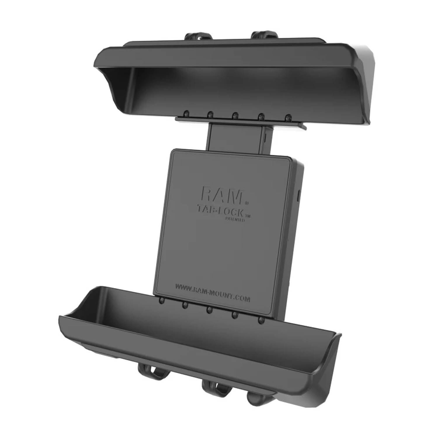 RAM Mounts Tab-Lock (abschließbar) Universal Halteschale für Panasonic Toughpad FZ-A1 (in Schutzgehäuse) und Tablets bis zu 12 Zoll - AMPS-Aufnahme, Schrauben-Set