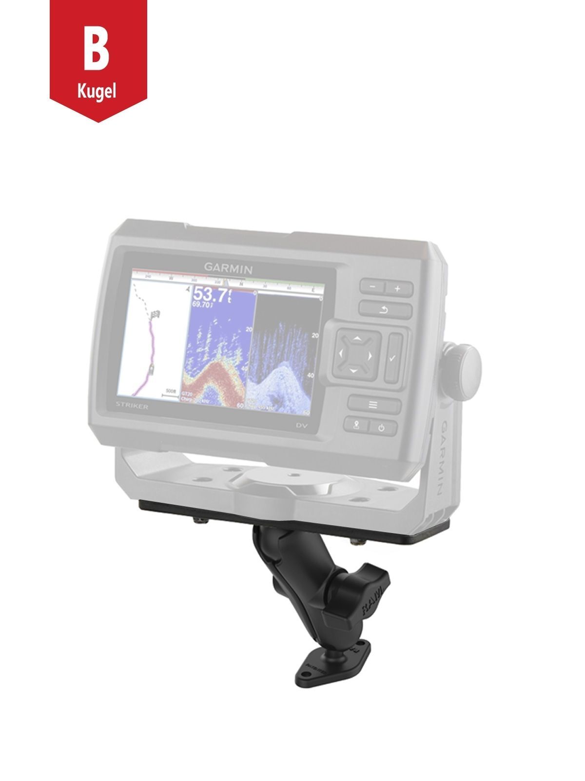 RAM Mounts Aufbau-Set - B-Kugel (1 Zoll), Diamond-Basisplatte (Trapez), mittlerer Verbindungsarm, Universal-Adapterplatte