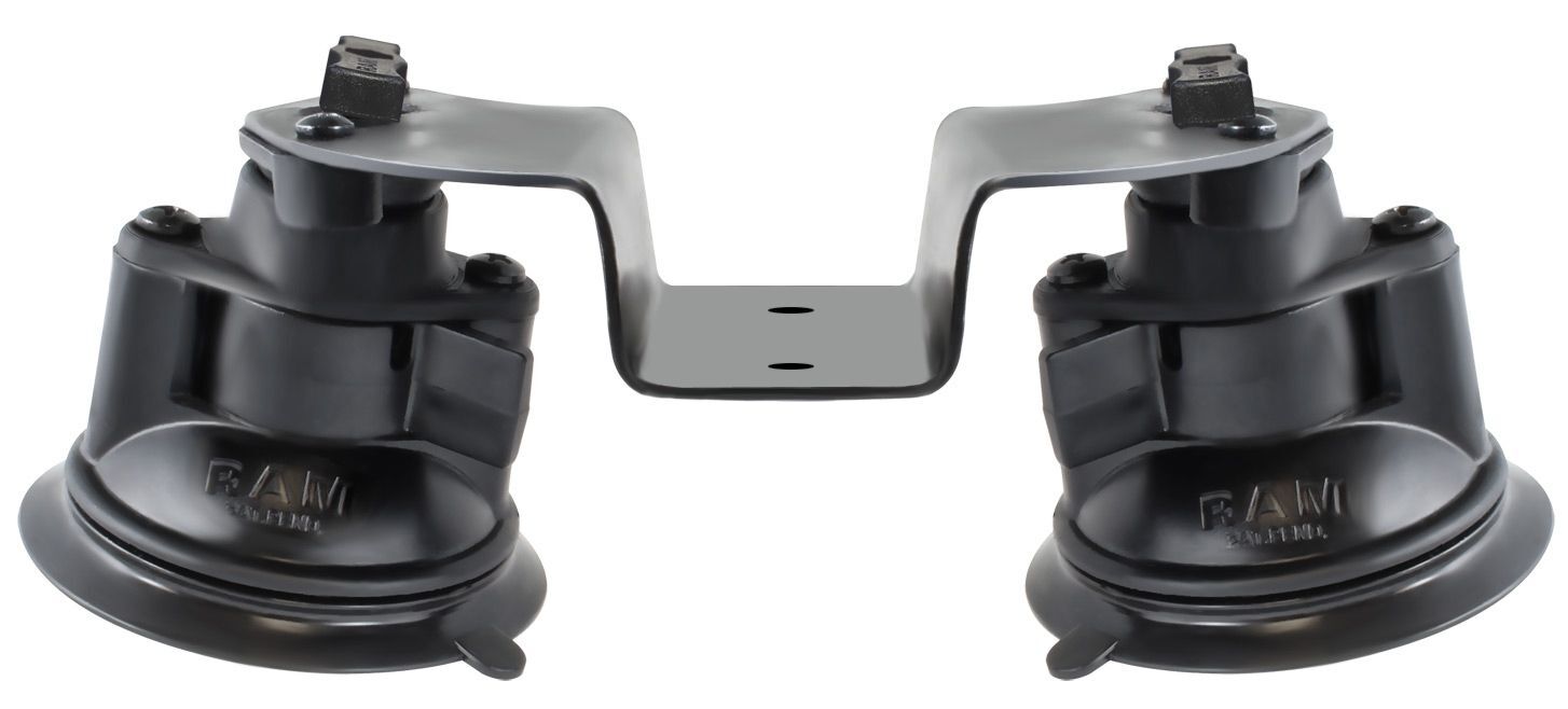 RAM Mounts Doppel-Saugfuss für gewölbte Oberflächen - Schrägstellung einstellbar, mit Diamond-Aufnahme (Trapez), im Polybeutel