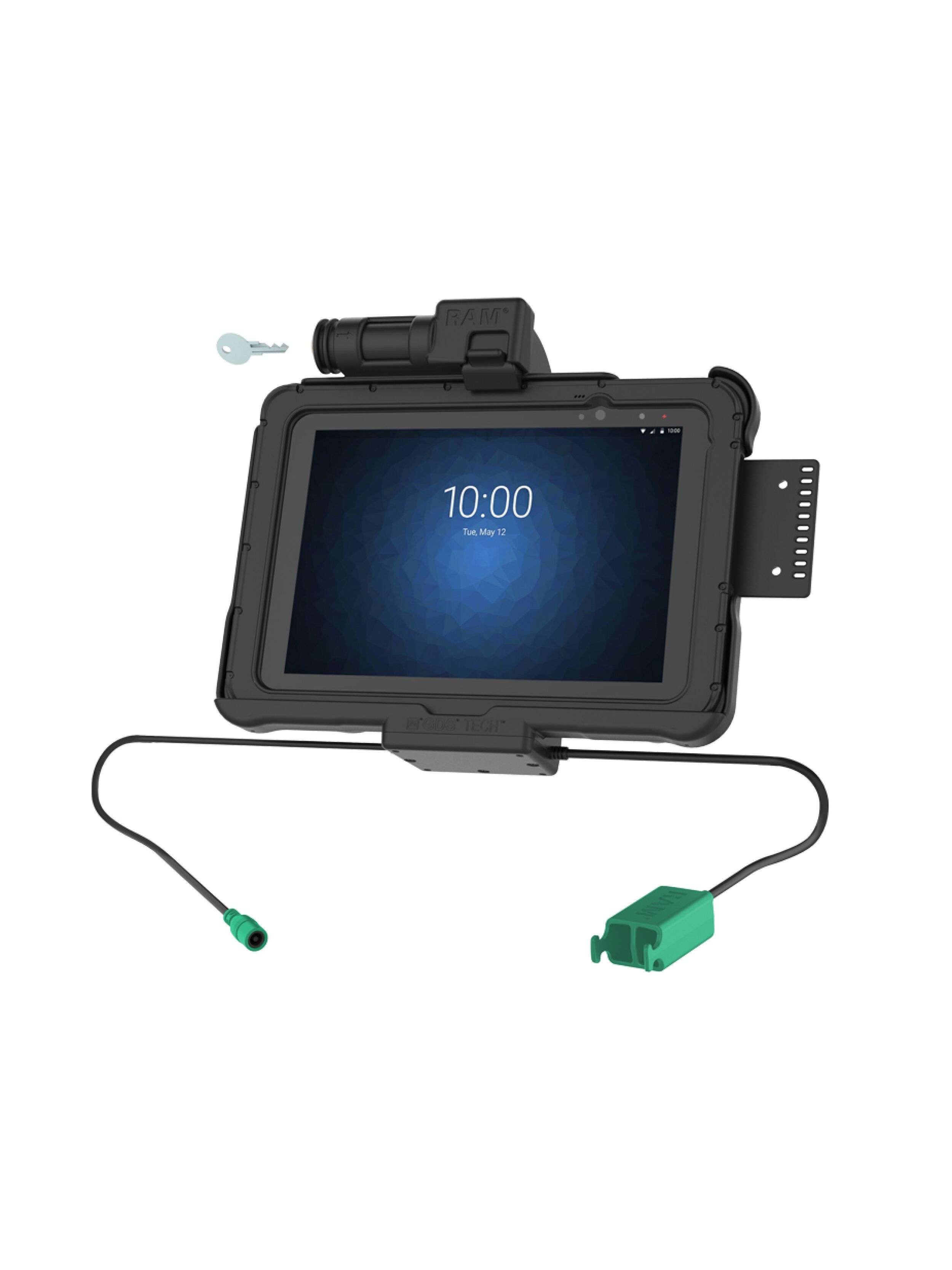 RAM Mounts Form-Fit Halteschale (Schlüsselverriegelung) für Zebra ET5x (10.1“) Serie - In Rugged Boot - 5.5mm DC & Dual USB-A-Anschluss
