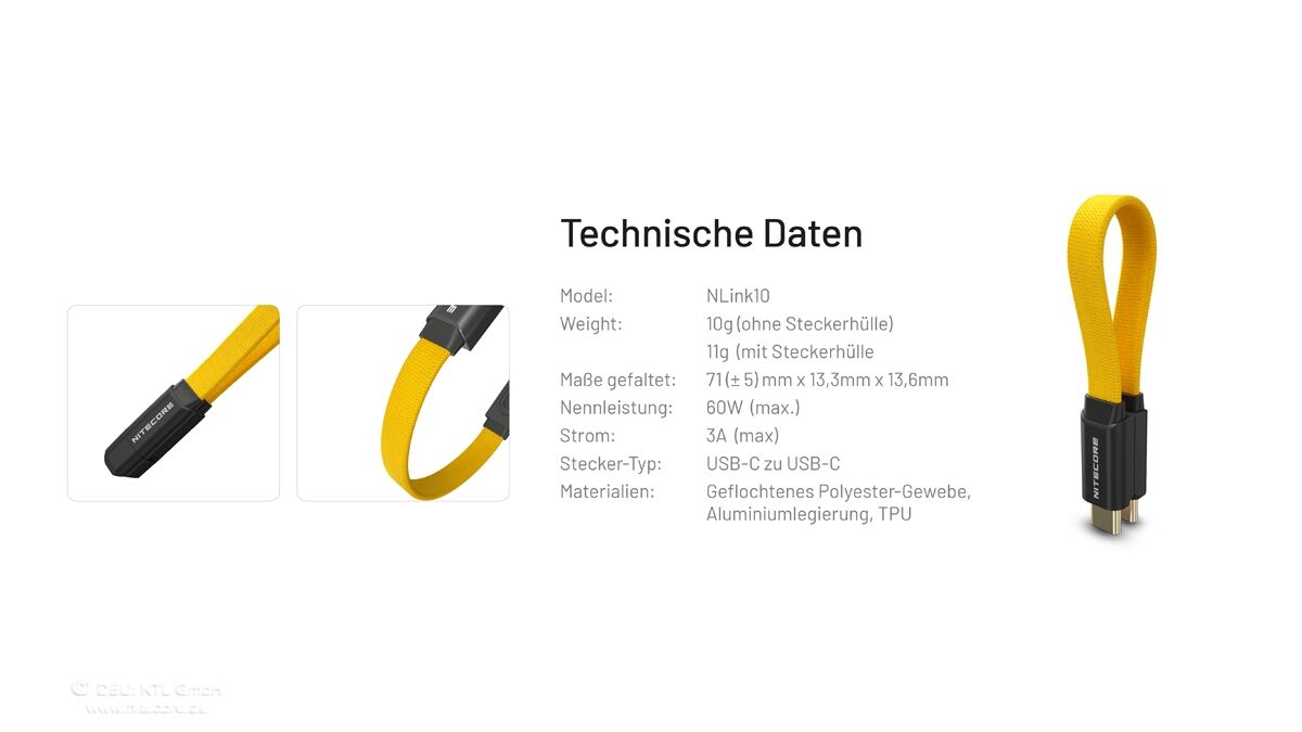 Nitecore NLink 10 USB-C Ladekabel - 60W