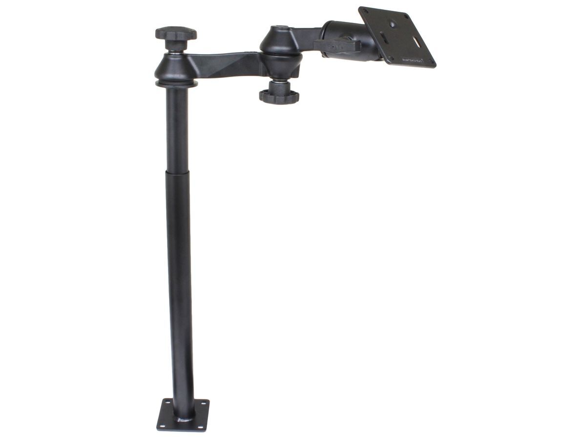 RAM Mounts Doppel-Schwenkarm mit Tele-Pole (ca. 300 mm) und Basis (ca. 450 mm) - Octagon-Verbindungsarm, VESA-Platte (75 x75 mm Lochraster), C-Kugel (