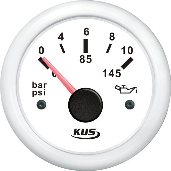 KUS Anzeige Öldruck 0-10bar, 10-184 und 240-33ohm, 12/24V weiß
