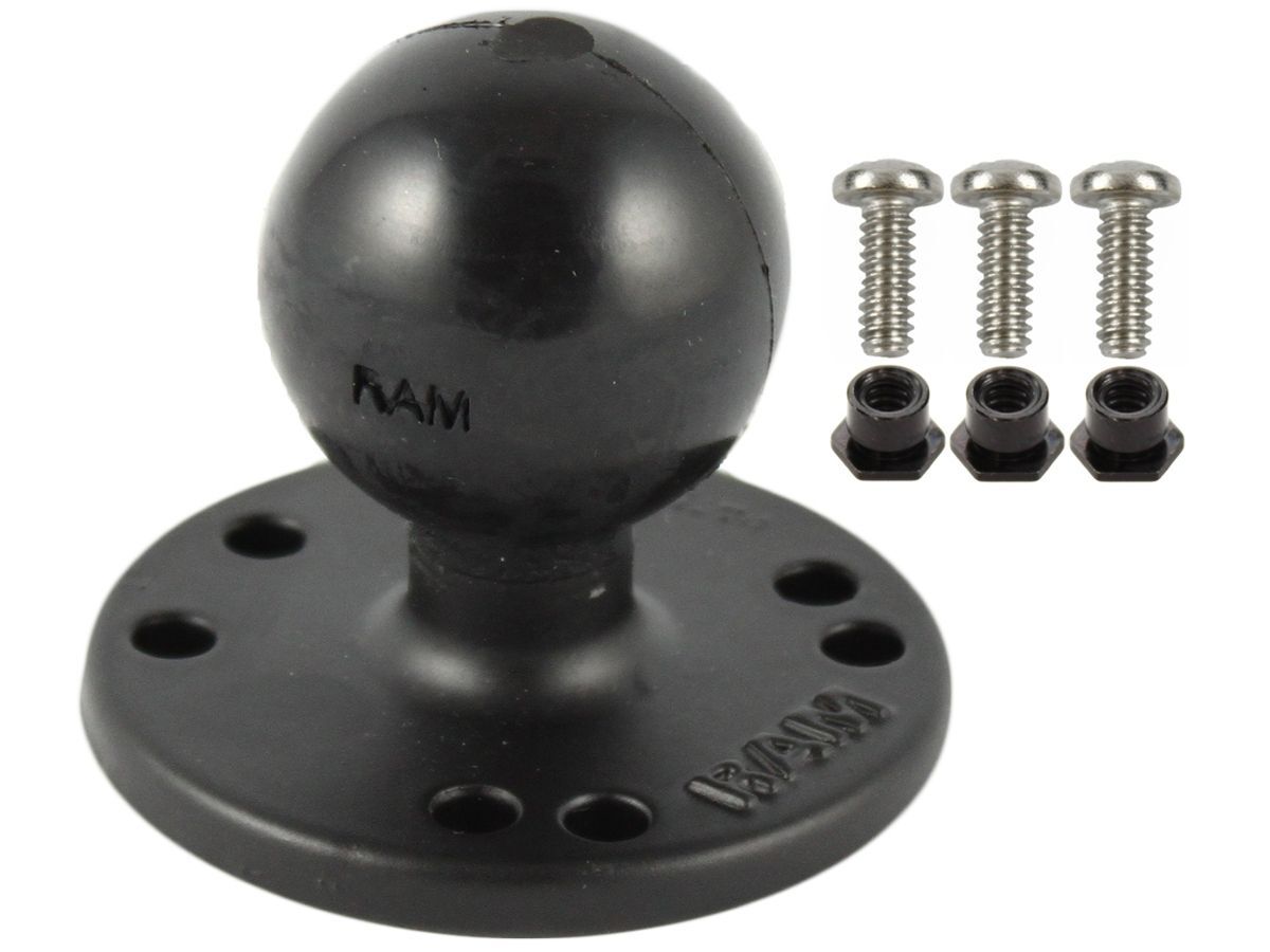 RAM Mounts runde Basisplatte (AMPS) für Garmin Marine-Geräte - C-Kugel (1,5 Zoll), Schrauben-Set, im Polybeutel