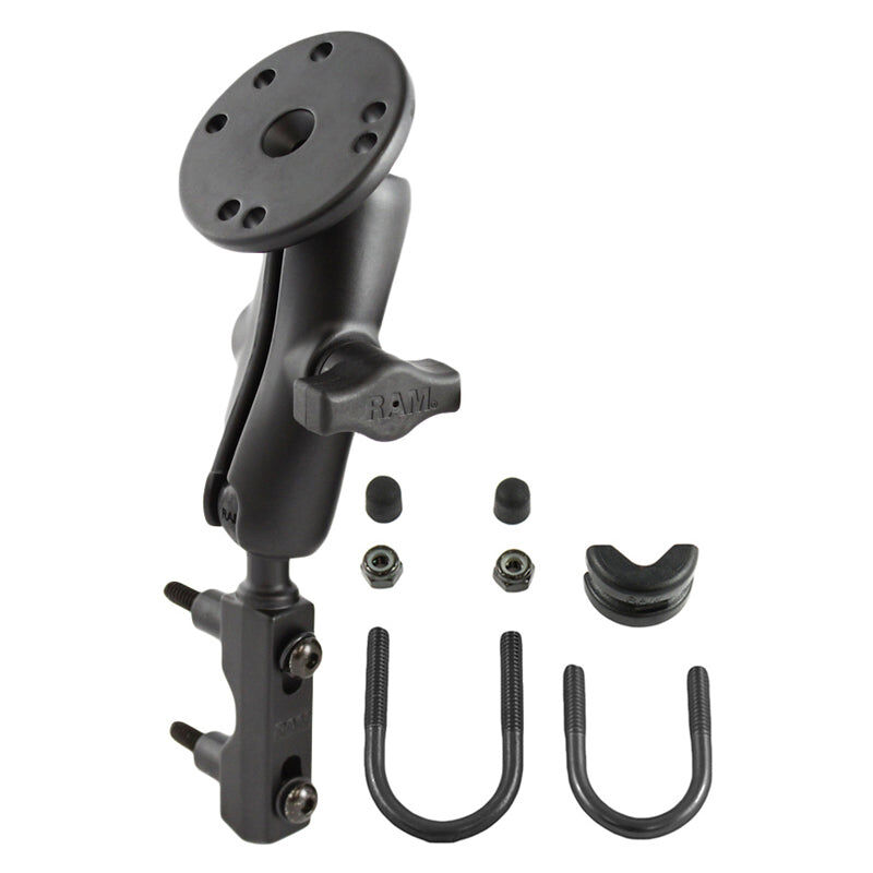 RAM Mounts Motorrad-Set - B-Kugel (1 Zoll), Basisbefestigung (Lenker/Bremse/Kupplung), mittlerer Verbindungsarm, runde Basisplatte (AMPS)