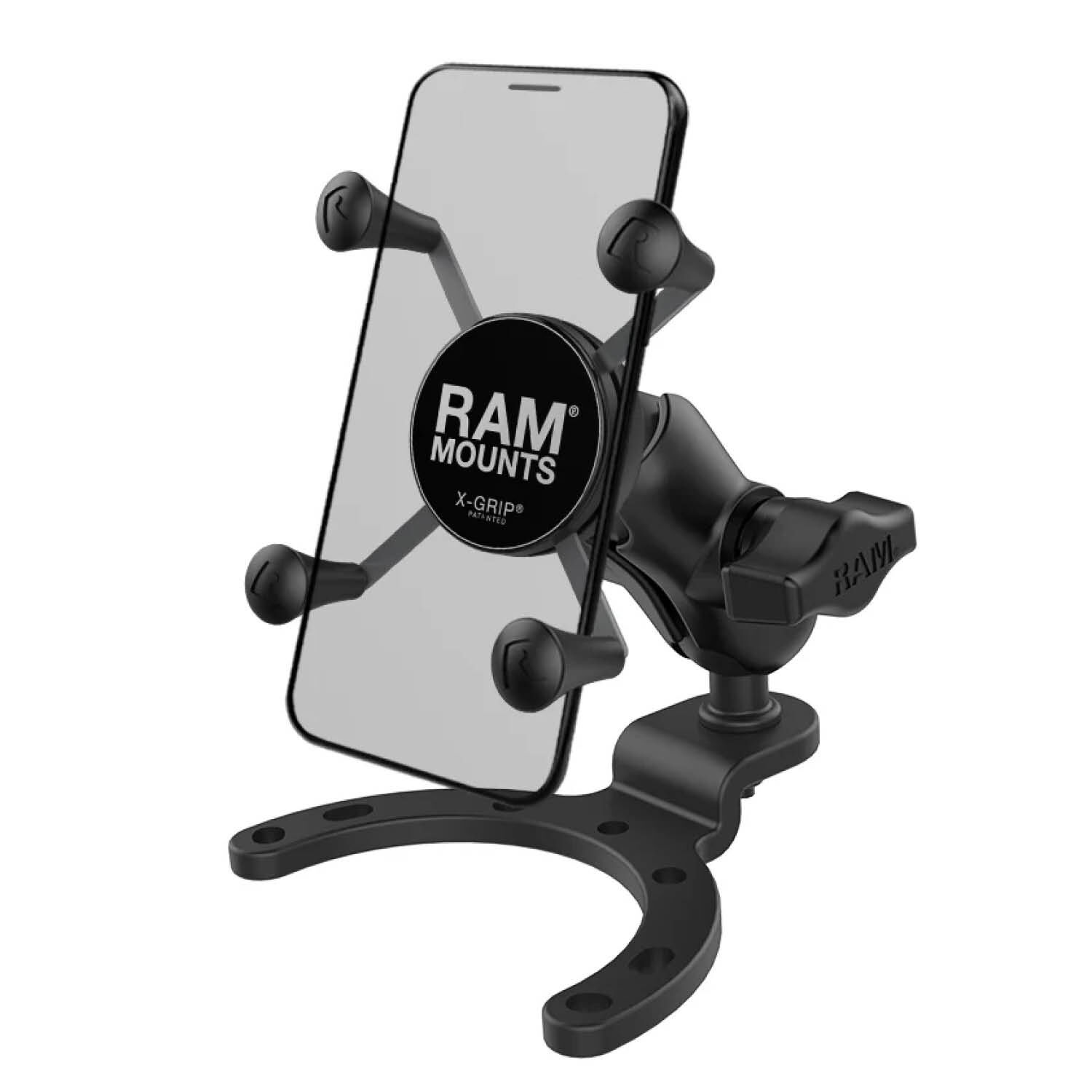 RAM Mounts X-Grip Motorrad-Halterung für Smartphones - Bis 82,55 mm Breite - Kurzer Verbindungsarm - Tank Kugelbasis (Groß) - B-Kugel (1 Zoll) - Schrauben-Set