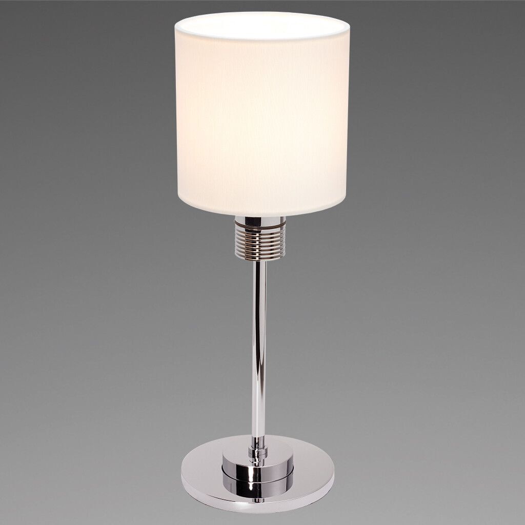 LED-Tischleuchte NOVA table, chrom-glanz, warmweiß, Schirm rund weiß, 10-30V DC, max. 6W, mit Dimmer