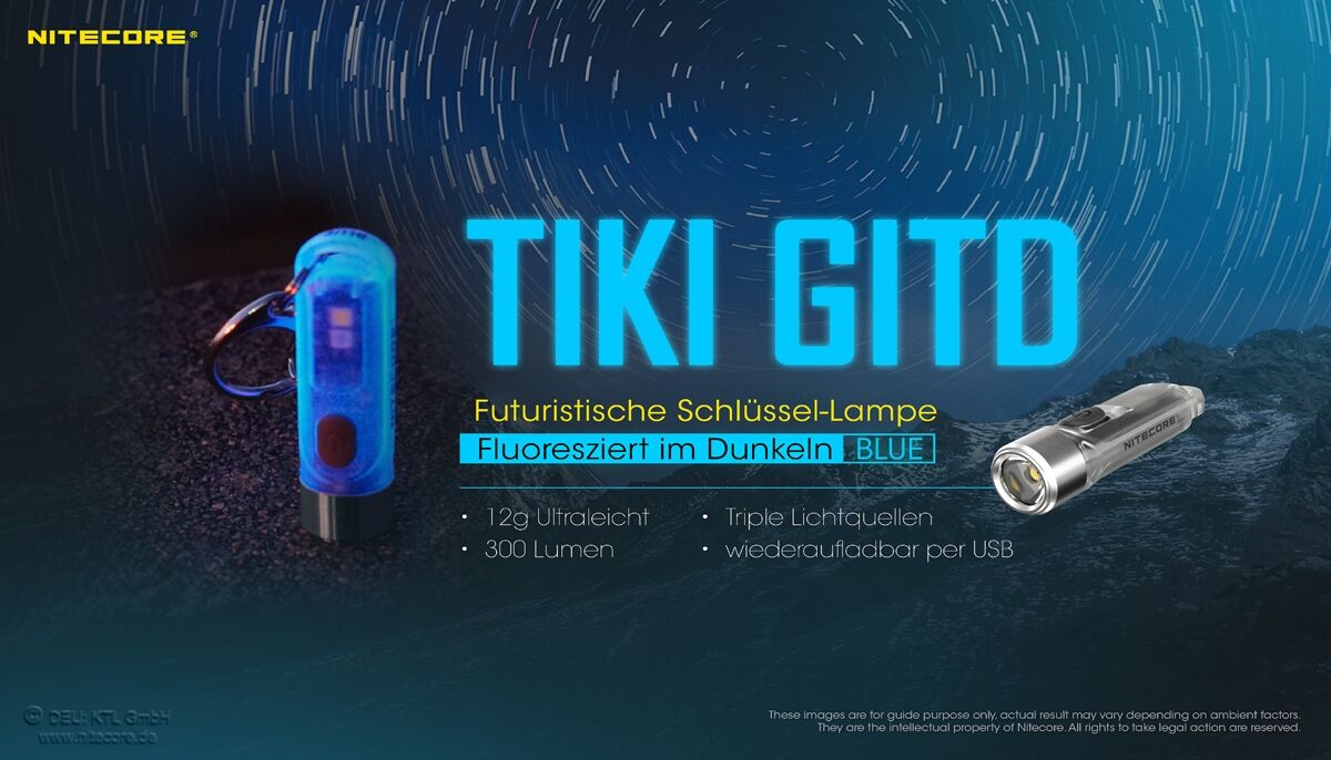Nitecore TIKI GITD - Glow in the dark - BLUE