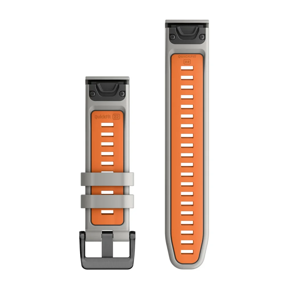 Garmin QuickFit-Armbänder (22 mm), Silikon Nebelgrau/Glutorange, Teile in Schwarz