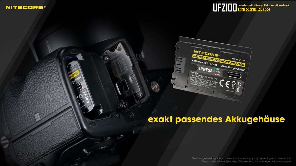 Nitecore UFZ100 - 2250mAh, USB-C Ladeport