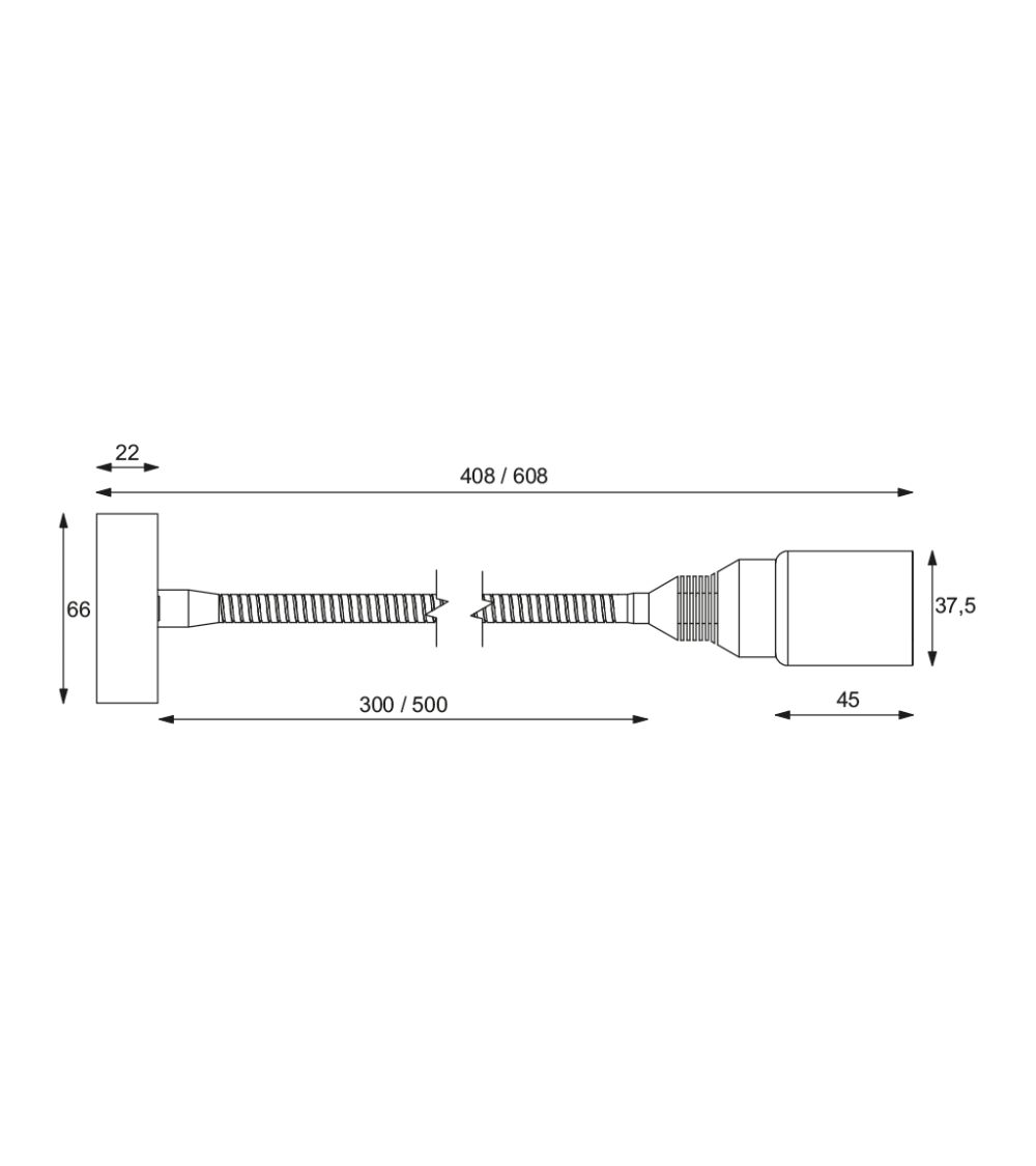 LED-Flexleuchte 04 Leder braun, D2W,500mm, gold-glanz, ww, Glas weiß, 10-30V DC, max.3W, mit Dimmer