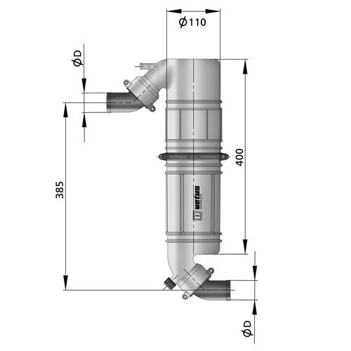 Vetus Kunststoff Schwanenhals / Schalldämpfer 45mm
