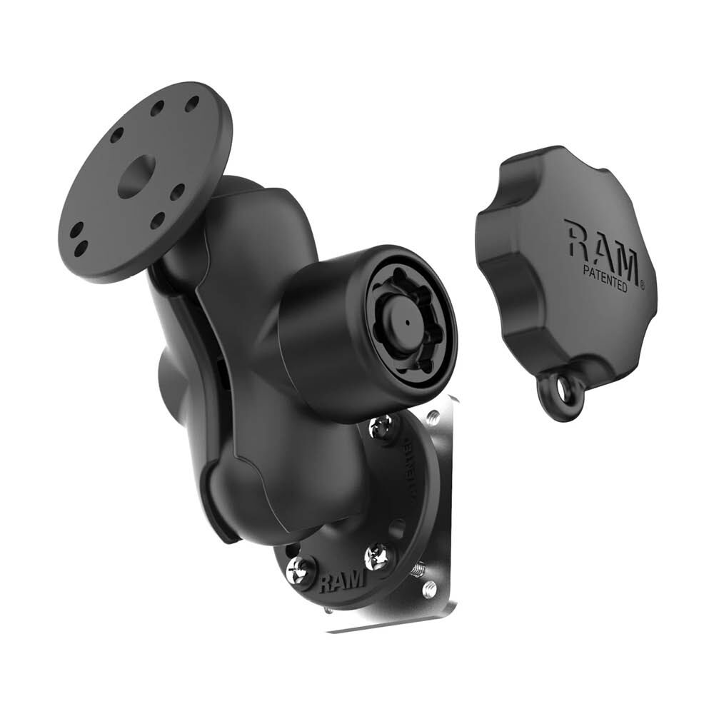 RAM Mounts Set mit Gegenplatte und Schloss - C-Kugel (1,5 Zoll), kurzer Verbindungsarm, 4-Loch AMPS