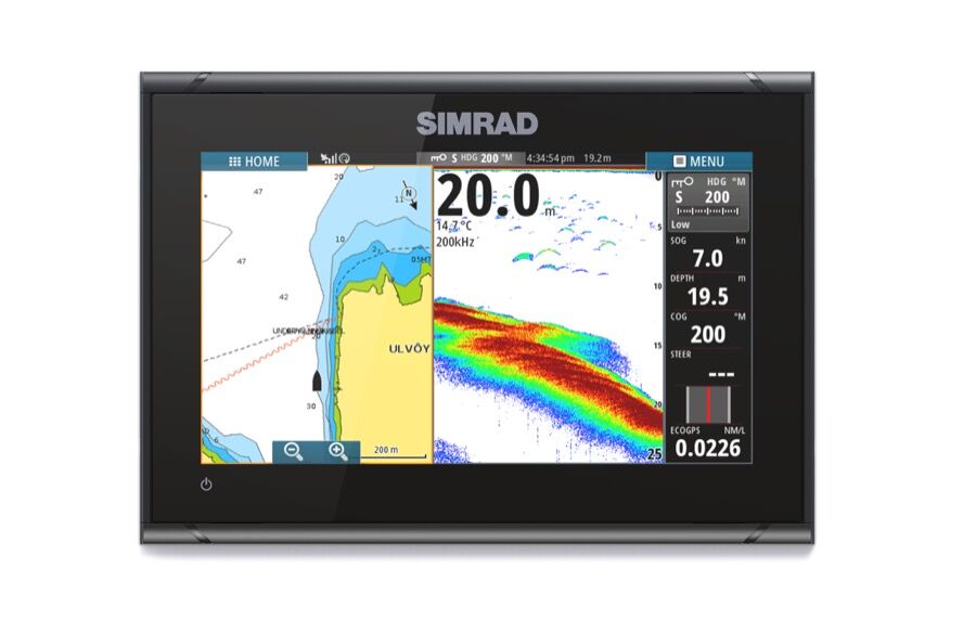 GO9_FF_Mounted_Chart_Fish_Simrad-GO9-XSE-Front-Facing-Mount_15302 Simrad Go9 XSE Multifunktionsdisplay 3G Radar Bundle