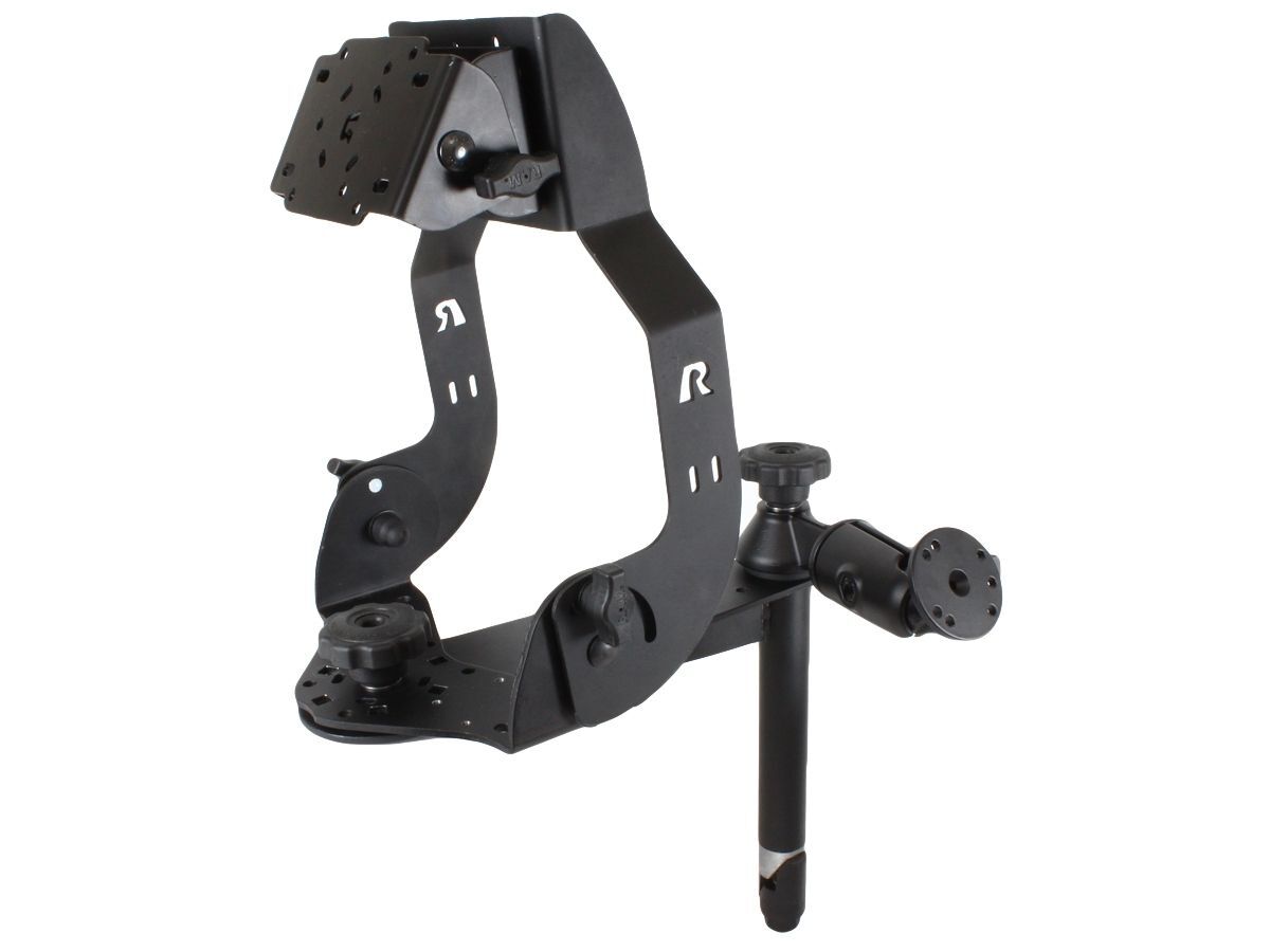 RAM Mounts Display-Halterung, schwenkbar - Tele-Post (203,2 mm lang), mit schwenkbarer zusätzlicher Anbindung (runde Basisplatte, hinten), D-Kugel (2,