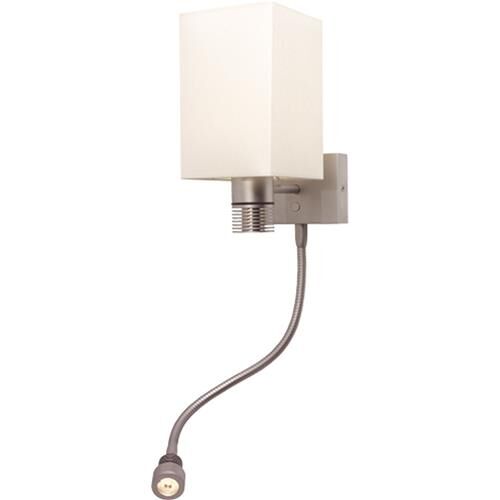 LED-Wandleuchte JANA-LYNN+USB 25°, chrom-matt, Schirm weiß, 10-30V DC, mit Dimmer dimmbar, warmweiß